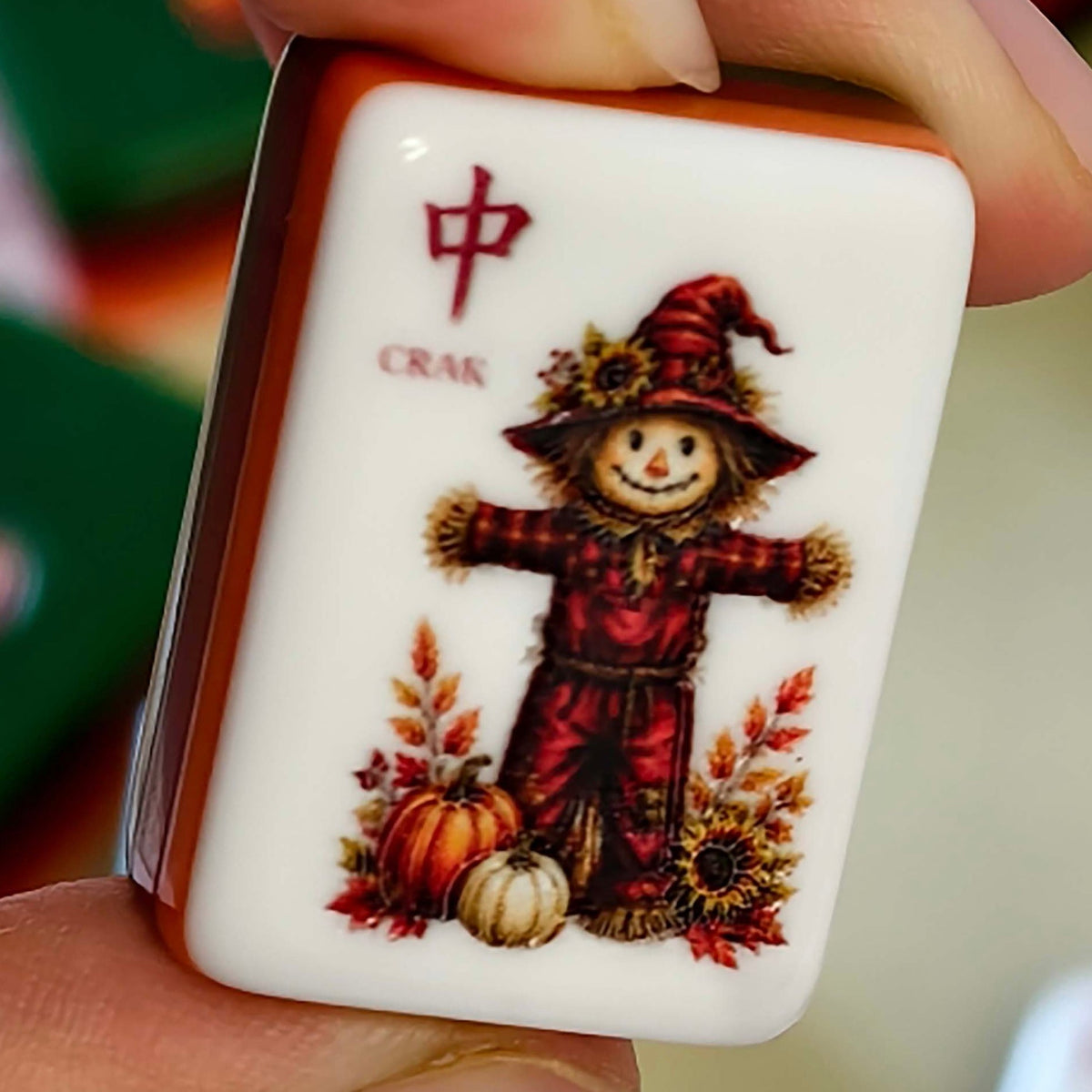 Harvest Collection scarecrow Crak mahjong tile close-up